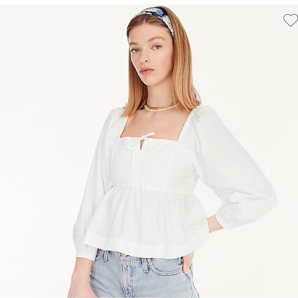 J Crew Women’s Squareneck Cotton Poplin Long Sleeves Top Black Size 2 - Picture 10 of 11